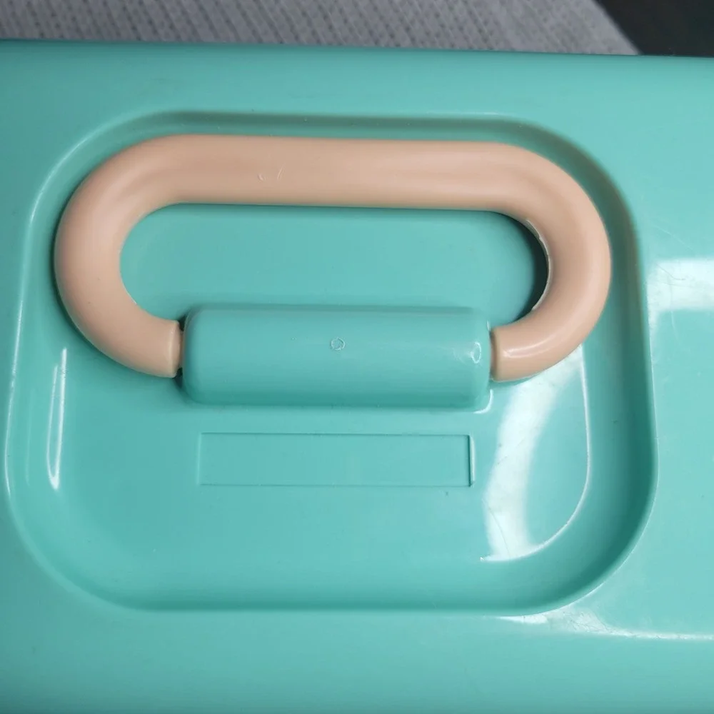 Vintage Caboodles Makeup Case Organizer Teal Lavender Pastel Mirror Storage Box